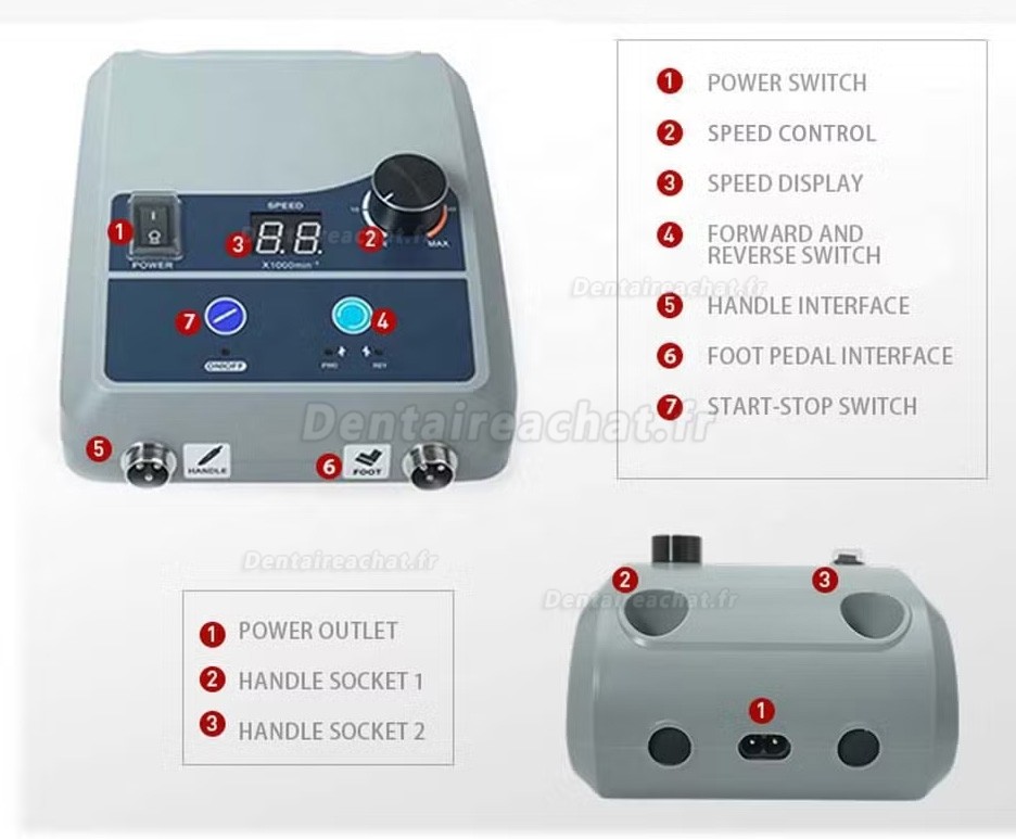 Micromoteur de laboratoire dentaire AI-TE® AT-CM-031 avec pièce à main sans balais AT-A1 50K tr/min